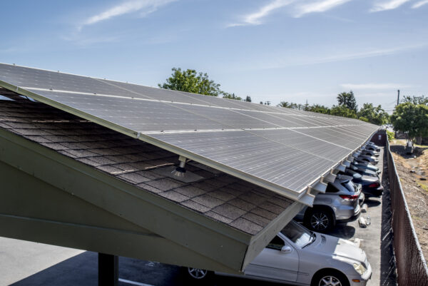 covered parking with solar panels